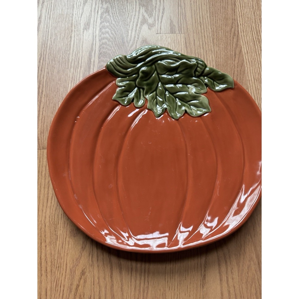 Better Homes & Gardens Heritage Collection Ceramic Pumpkin Serving Plate 14"